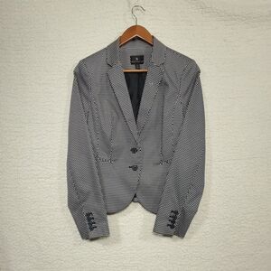 Worthington Women's Blazer Size 8 Black & White Diamond 2 Button Lined Jacket